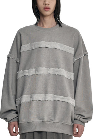 [아조바이아조] Inside Out Stripe Sweatshirt 인사이드 아웃 스트라이프 스웻셔츠  - LIGHT GREY