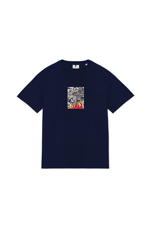 [포에틱] Burning Skull T-shirt 버닝 스컬 티셔츠 - Navy