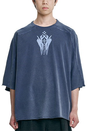 [아조바이아조] Cross Symbol Washed Raglan T-Shirt 크로스 심볼 워시드 래글런 티셔츠 - BLUE