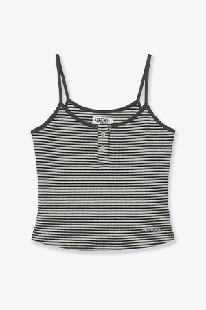 [AEAE] STRIPE BUTTON TANK TOP 스트라이프 버튼 탱크 탑 - CHARCOAL