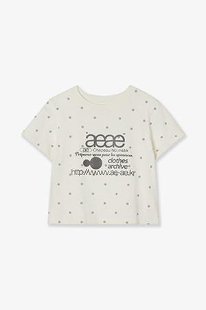 [AEAE] WEB LOGO DOT CROP T-SHIRTS 웹 로고 도트 크롭 티셔츠 - CREAM