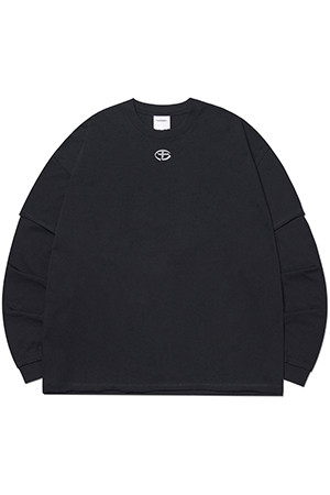 [노매뉴얼] ABRASION LAYERED LONG SLEEVE TEE 어브레이젼 레이어드 롱슬리브 티 - BLACK