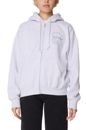 PEACE BAGGY RELAXED ZIP HOOD 피스 배기 릴렉스드 집 후드  - ASH GREY