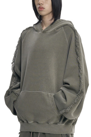 Raglan Lace Trimming Hoodie 래글런 레이스 트리밍 후디  - KHAKI