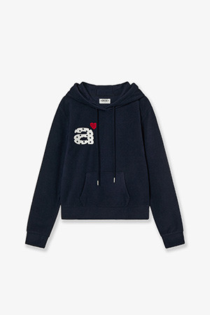  DOT SMALL LETTER FLEECE HOODIE - NAVY