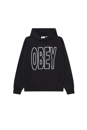 OBEY MANOR FADED HOOD 오베이 메이너 페이디드 후드  - DIGITAL BLACK FADED WASH