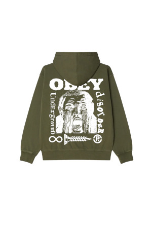 UNDERGROUND FADED HOOD 언더그라운드 페이디드 후드  - DEEP LICHEN GREEN FADED WASH