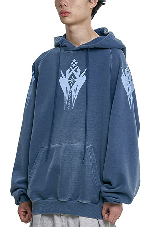 [아조바이아조] Cross Symbol Raglan Hoodie 크로스 심볼 래글런 후디 - BLUE