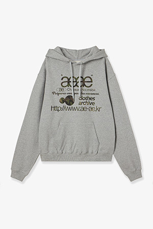 [AEAE] WEB LOGO LOOSED HOODIE 웹 로고 루즈 후디 - MELANGE GREY/CAMO