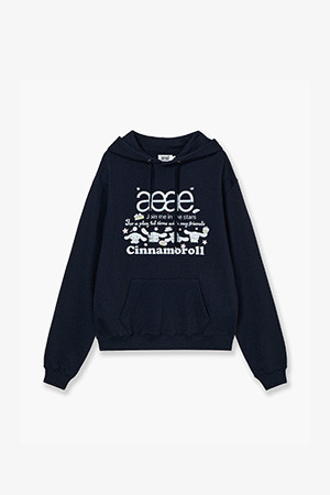 CINNAMOROLL WEB LOGO LOOSED HOODIE - NAVY
