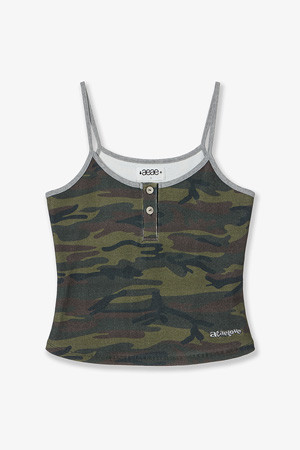 [AEAE] BUTTON TANK TOP 버튼 탱크 탑 - CAMO GREEN