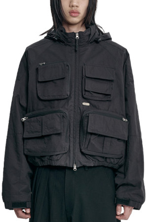 Cargo Nylon Short Jacket 카고 나일론 쇼츠 자켓  - BLACK