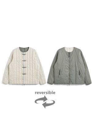 [타이온] REVERSIBLE CHINA BUTTON INNER DOWN 리버서블 차이나 버튼 이너 다운 - OFF WHITE X SAGE