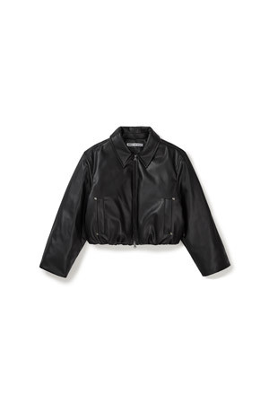 [MMW] LEATHER BOMBER DOWN JACKET - BLACK