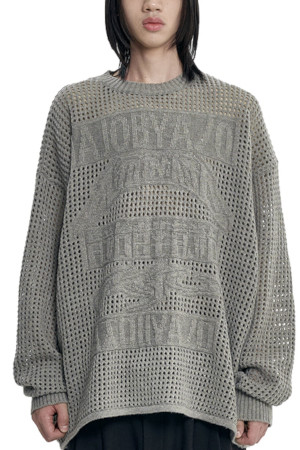 [아조바이아조] Total Logo Drop Needle Sweater 토탈 로고 드랍 니들 스웨터  - ASH KHAKI