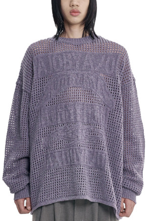 [아조바이아조] Total Logo Drop Needle Sweater 토탈 로고 드랍 니들 스웨터  - LILAC