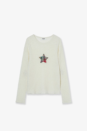 SHEER APPLIQUE KNIT - IVORY