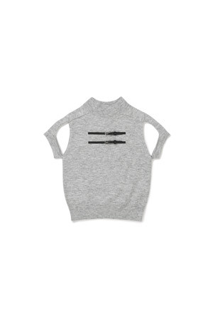 [MMW] BELTED CUT-OUT HF KNIT - GREY