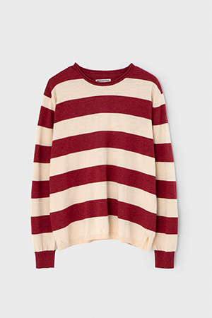 [벌스데이수트] STRIPE ROLLNECK KNIT 스트라이프 롤넥 니트 - RED