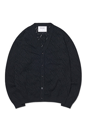 [노매뉴얼] T.B PUNCHING KNIT CARDIGAN 펀칭 니트 가디건 - BLACK