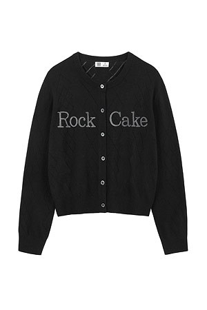 [락케이크] Argyle Punching Knit Cardigan 아가일 펀칭 니트 가디건 - Black