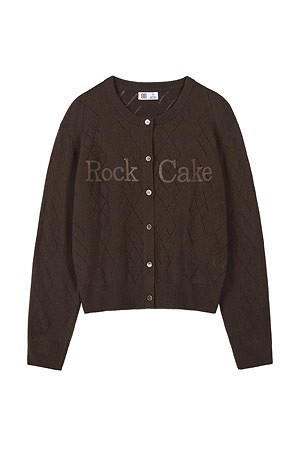 [락케이크] Argyle Punching Knit Cardigan 아가일 펀칭 니트 가디건 - Brown