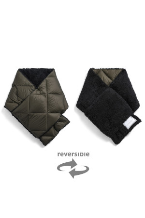 [타이온] CITY REVERSIBLE DOWN SCARF 시티 리버서블 다운 스카프 - OLIVE X BLACK