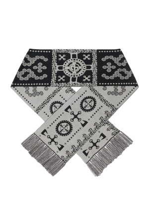 GEAR PATTERN JACQUARD MUFFLER 기어 패턴 자카드 머플러  - BLACK