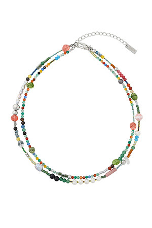 [아조바이아조] Multi Color Beads Layered Necklace 멀티 컬러 비즈 레이어드 목걸이