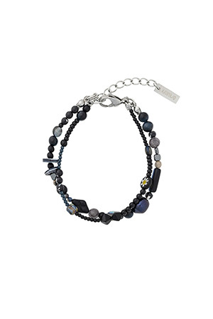 [아조바이아조] Black Light Beads Layered Bracelet 블랙 라이트 비즈 레이어드 팔찌 