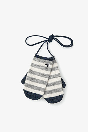STRIPE MITTEN GLOVES - GREY