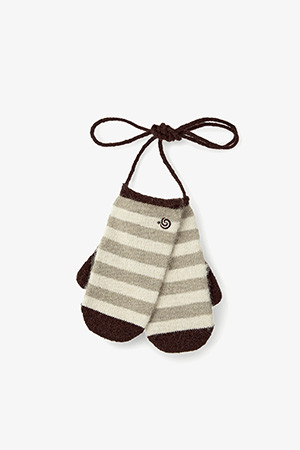 STRIPE MITTEN GLOVES - KHAKI