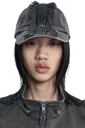 Lace Trimming Washed Cap 레이스 트리밍 워시드 캡  - CHARCOAL