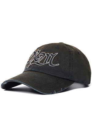 [노매뉴얼] BLEACHED NM LOGO BALL CAP 블리치즈 엔엠 로고 볼캡 - WASHED BLACK