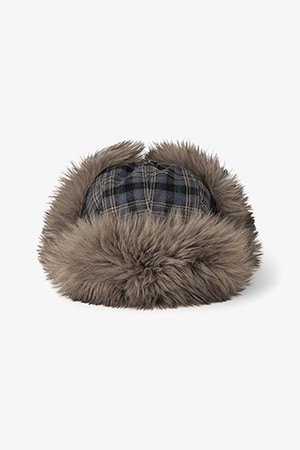 FUR TROOPER HAT - CHECK BLUE
