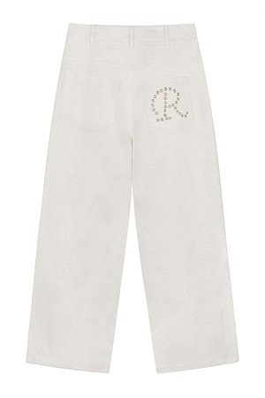 [락케이크] Eyelet R Pocket Curved Pants 아일렛 알 포켓 커브드 팬츠 - White