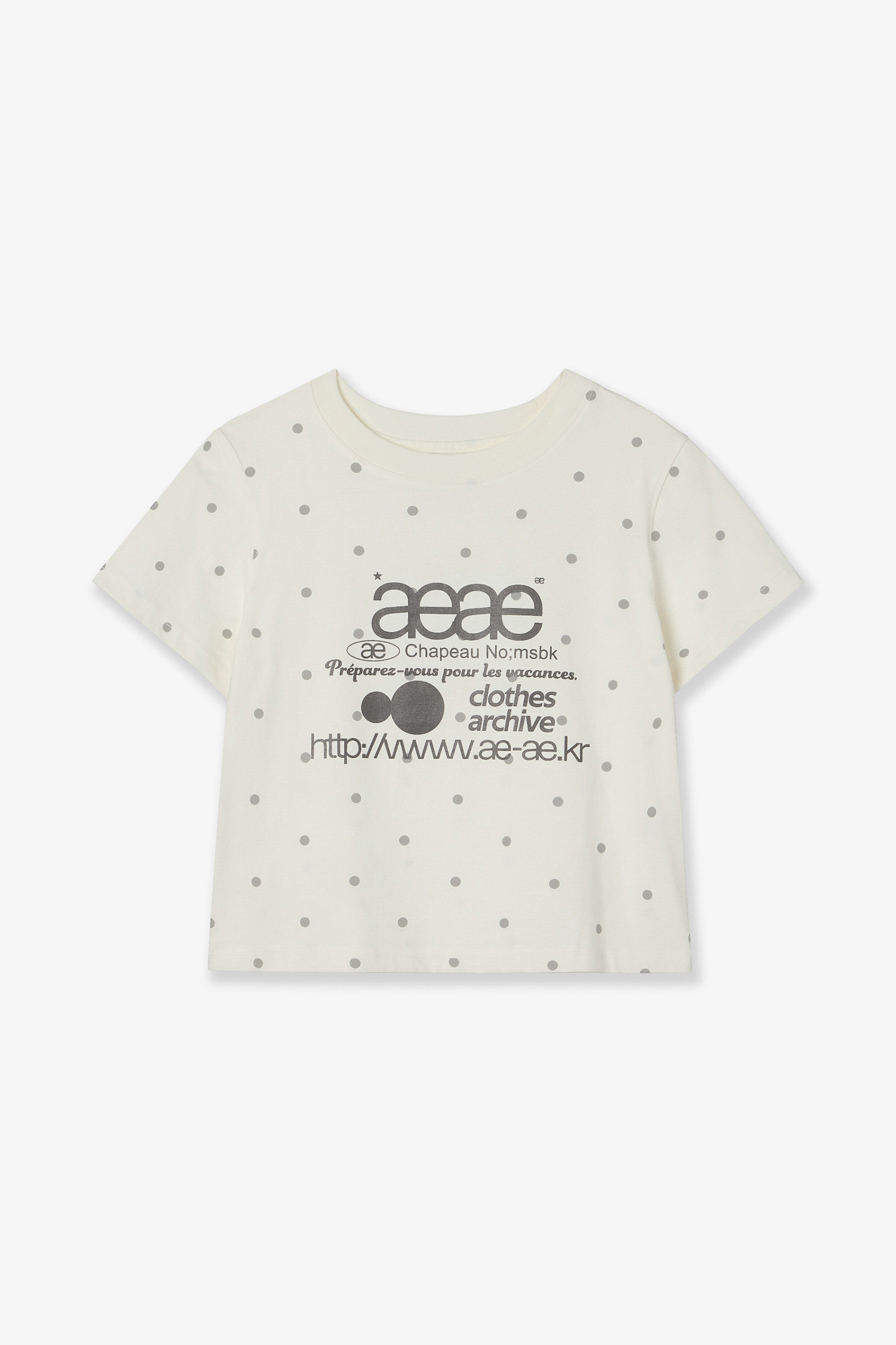 【aeae】WEB LOGO CROP LS 에이이에이이 웹 로고 크롭 후드 집업 도트 라이트 그레이