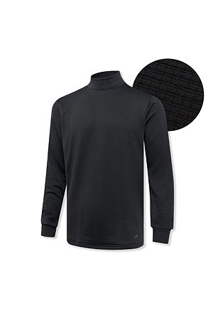 [HANES] MOVES BLOCK FLEECE MOCK NECK LONG SLEEVE T-SHIRT 무브스 블록 플리스 모크넥 롱 슬리브 티셔츠 - BLACK