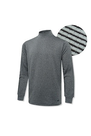 [HANES] MOVES BLOCK FLEECE MOCK NECK LONG SLEEVE T-SHIRT 무브스 블록 플리스 모크넥 롱 슬리브 티셔츠 - HEATHER CHARCOAL