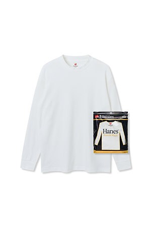 [HANES] SUEDE KNIT CREW NECK LONG SLEEVE 스웨이드 니트 크루넥 롱 슬리브 - WHITE