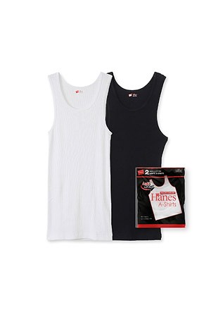 [HANES] 헤인즈 2P A-셔츠 탱크탑 블랙 X 화이트  - BLACK x WHITE