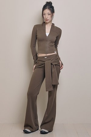 [OURRSHAPE] TIED BOOTS CUT PANTS 타이드 부츠컷 팬츠 - BROWN