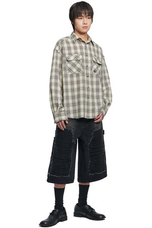 [노매뉴얼] ROUGH SEERSUCKER CHECK SHIRTS 러프 시어서커 체크 셔츠 - IVORY