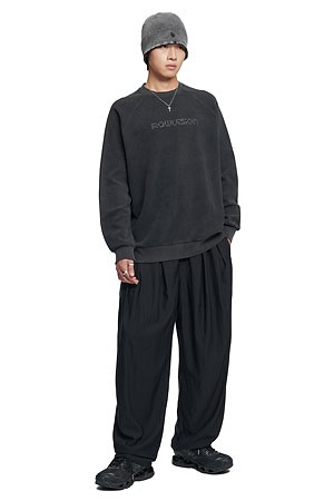 [노매뉴얼] DOT MATRIX TEXT WAFFLE LONG SLEEVE TEE 도트 매트릭스 텍스트 와플 롱 슬리브 티 - WASHED CHARCOAL