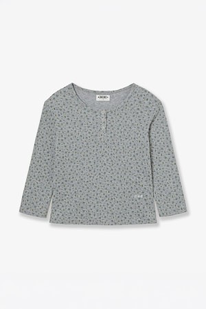 [AEAE] FLOWER HENLEY NECK TEE 플라워 헨리 넥 티셔츠 - MELANGE GREY