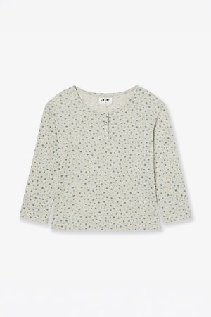 [AEAE] FLOWER HENLEY NECK TEE 플라워 헨리 넥 티셔츠 - OATMEAL