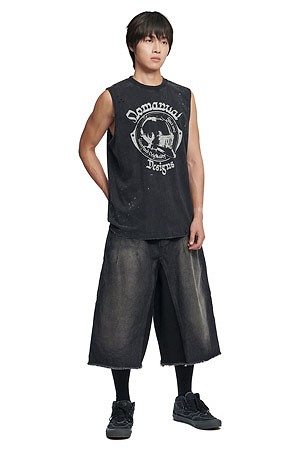 [노매뉴얼] JOUST WASHED SLEEVELESS TEE 저스트 워시드 슬리브리스 티 - WASHED BLACK