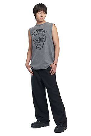 [노매뉴얼] JOUST WASHED SLEEVELESS TEE 저스트 워시드 슬리브리스 티 - WASHED GRAY