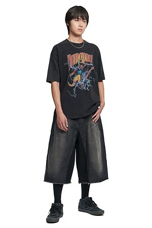 [노매뉴얼] HEAVY METAL GECKO T-SHIRT 헤비 메탈 게코 티셔츠 - WASHED BLACK