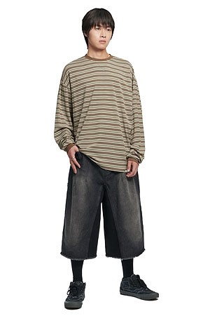 [노매뉴얼] OFFBEAT STRIPE LONG SLEEVE TEE 오프비트 스트라이프 롱 슬리브 티 - BROWN